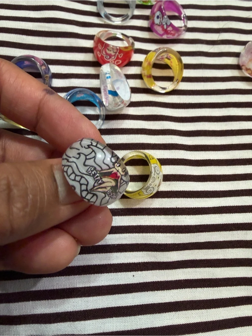 Kids Colorful Cartoon Acrylic Rings - lot
